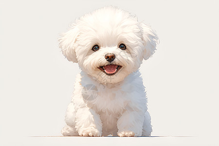 纯白色背景下的快乐狗狗图片
