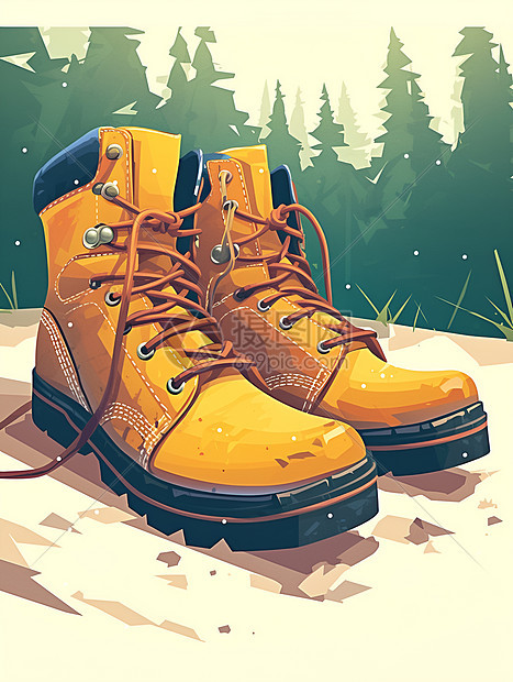 黄色的雪地靴图片