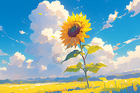 太阳花与蓝天温暖绽放图片