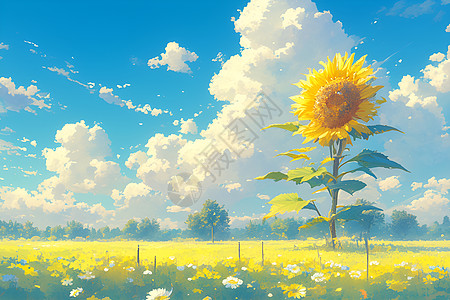 夏日草原上绽放的向日葵图片