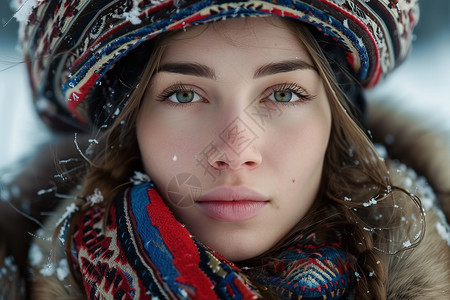 雪地中的女子图片