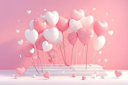 粉红色的心形气球图片