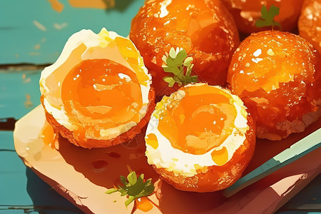 美味的咸蛋黄插画图片