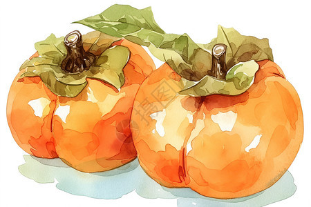 新鲜柿子插画图片