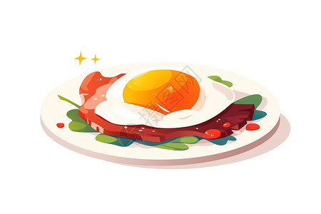 一盘食物上有一个蛋图片