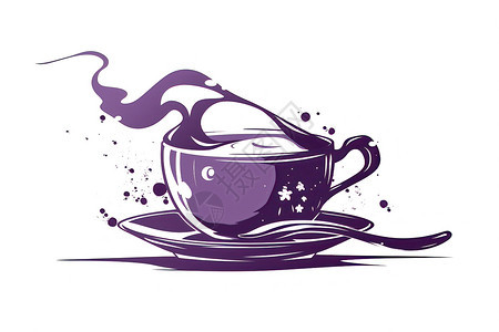 紫色咖啡杯图片