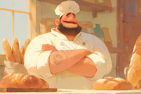 自信的厨师插画图片