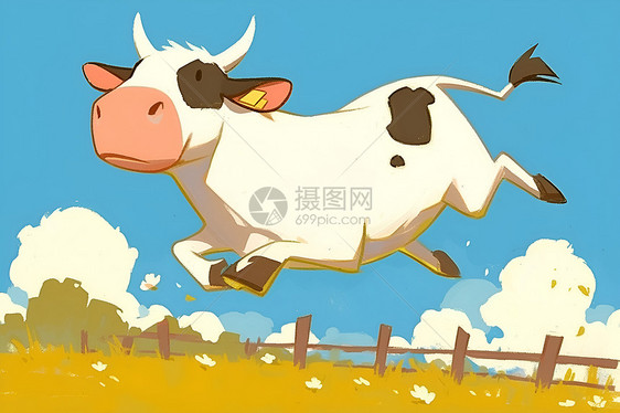 农场中的奶牛插画图片