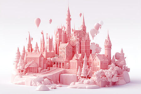 粉色泥土做成的可爱城堡图片