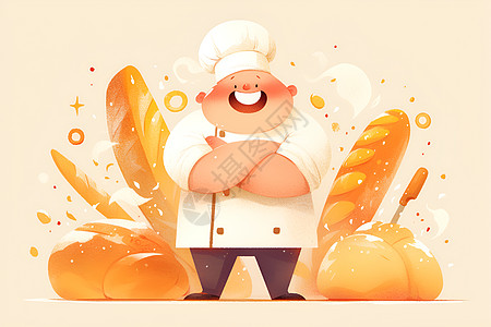 卡通的烘焙师和面包图片