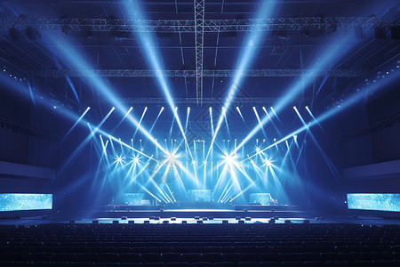 舞台上的蓝光背景图片