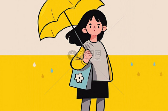 雨中撑伞的女士图片