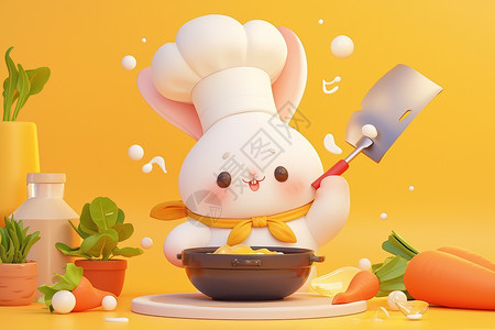 可爱的兔子厨师图片