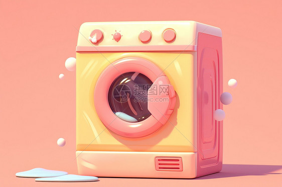 粉黄色的洗衣机图片