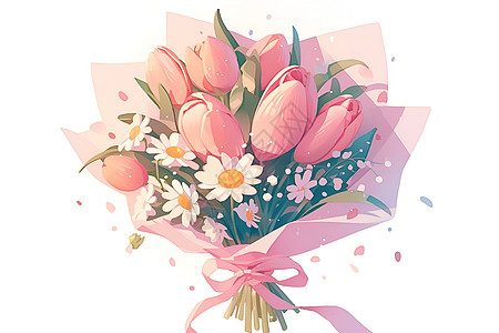 可爱粉色花束图片