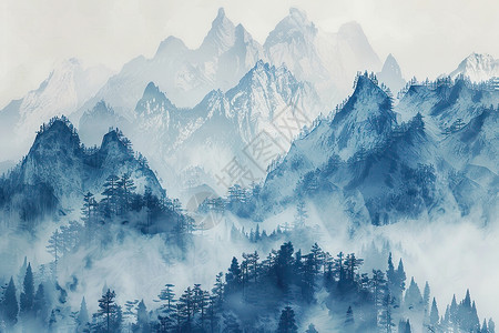 仙境山脉有迷雾图片
