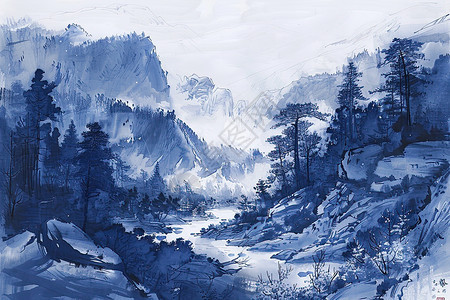 清江秀树的山水画图片