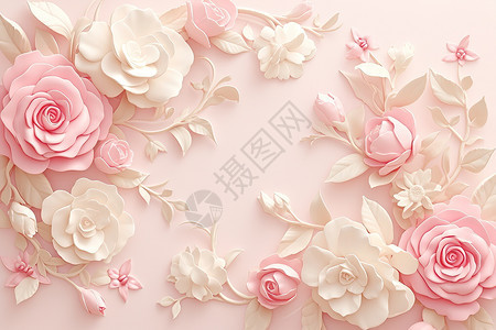 粉色与白色的纸质花朵图片