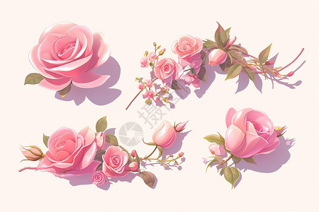 粉色玫瑰与绿叶图片