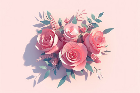 粉色底纹中的一束玫瑰图片