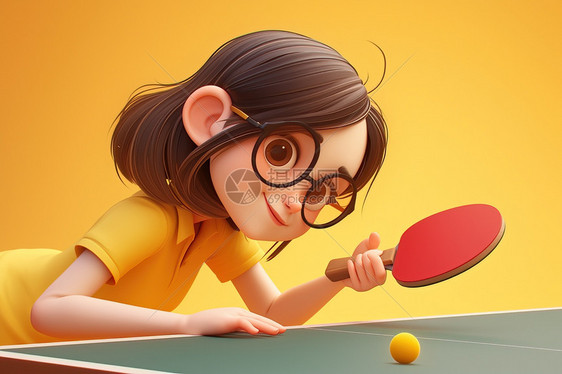 女孩在打乒乓球图片