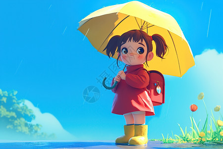 雨中小女孩图片