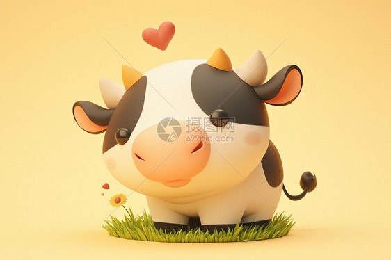 牛坐在草地上图片