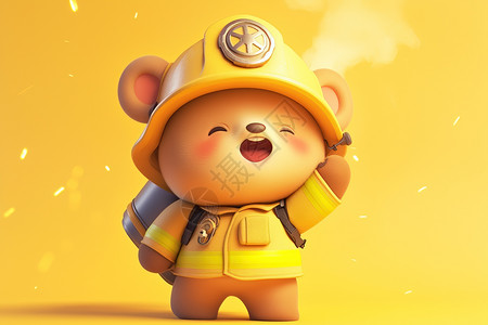 小熊戴着消防帽图片