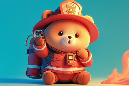 小熊穿着消防员制服图片