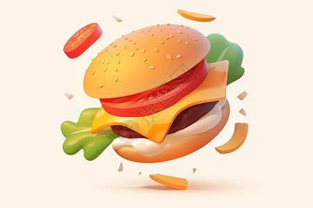 美食汉堡插画图片