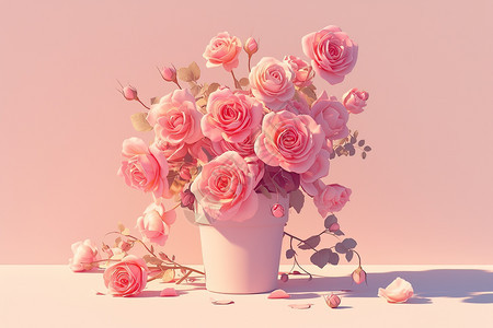 花盆里的玫瑰图片