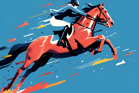 骑马的骑师插画图片