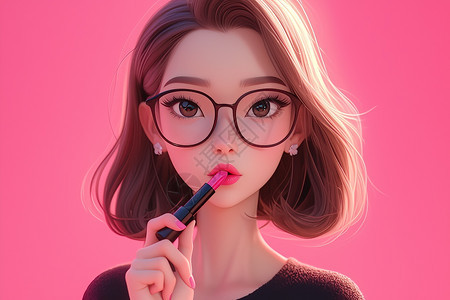 彩妆少女插画图片