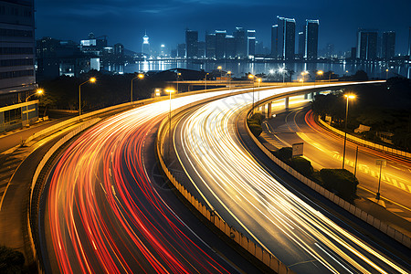 夜晚的城市道路图片