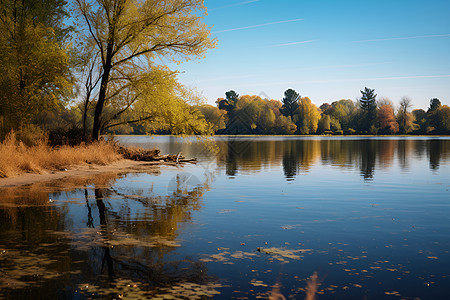 秋色湖畔风景图片