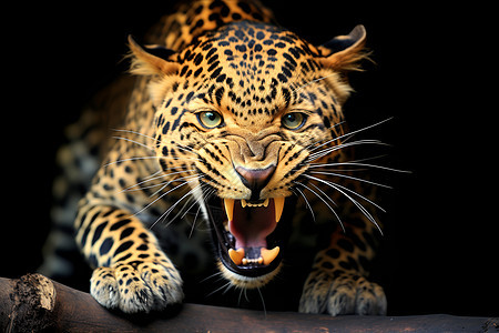 热带丛林的豹子张开嘴巴图片