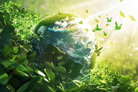 绿色环绕的球状物背景图片