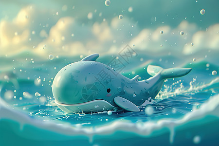 蓝鲸在海洋中游泳图片