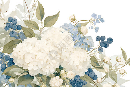 蓝莓绣球花束图片