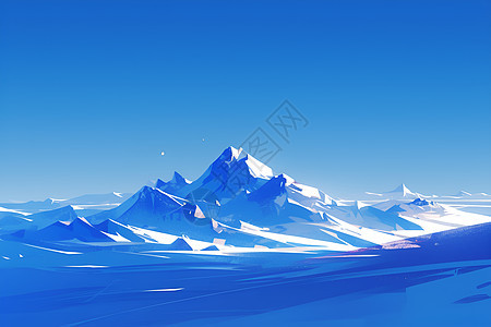 蓝天下的的静谧雪山图片