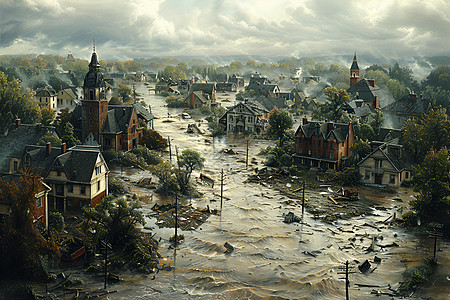 洪水后的景象图片