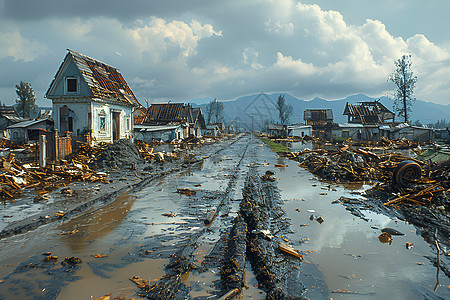 洪水后的破坏景象图片