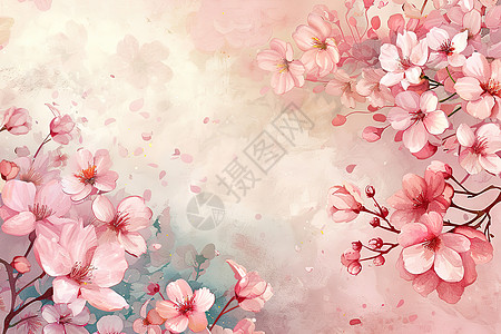 粉色背景上的粉色花朵图片