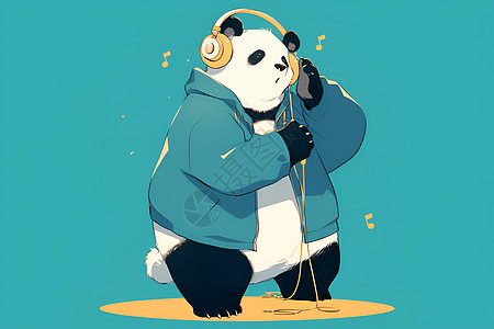 熊猫享受音乐图片