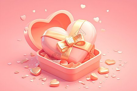 甜蜜的心形礼盒图片
