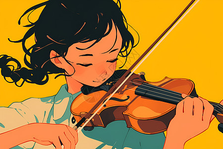 女孩弹奏小提琴图片