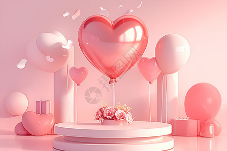粉色爱心气球背景图片