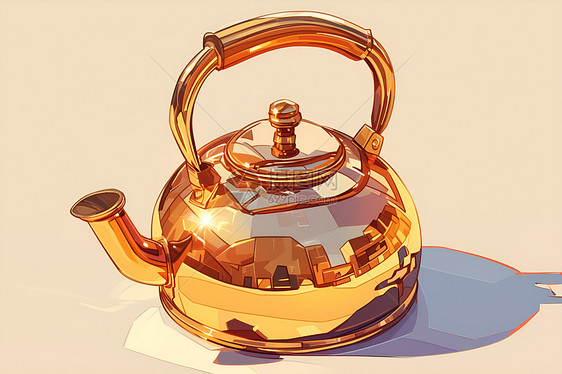 金色茶壶的投影图片