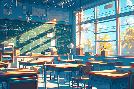 美丽校园的教室背景图片