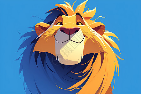 蓝色背景上的狮子图片